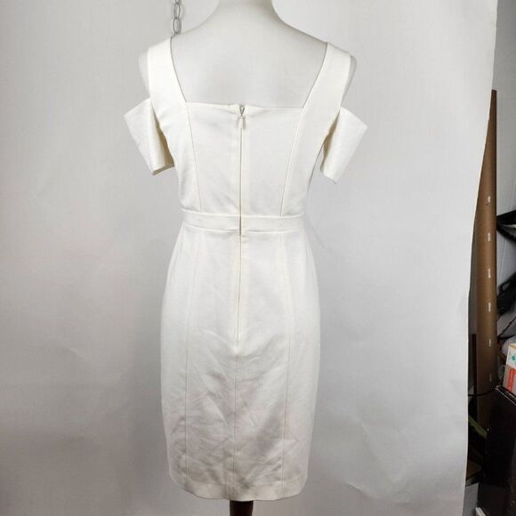 BCBG Maxazria Monicka White Cold Shoulder Knit Body-Con Mini Dress Womens sz 4 - Picture 6 of 7